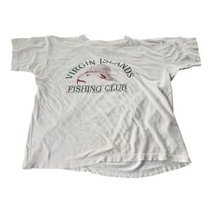 Vintage Virgin Islands Fishing Club T Shirt Sailfish Crazy T's 1994 White Tee L